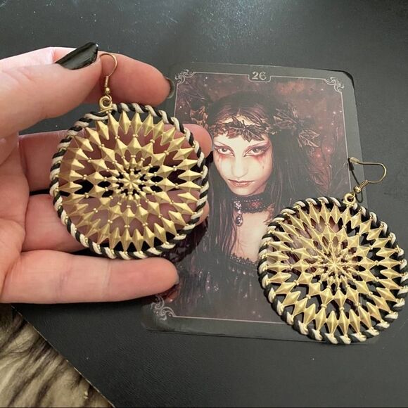 Gold Circle Fashion Earrings - Picture 2 of 4